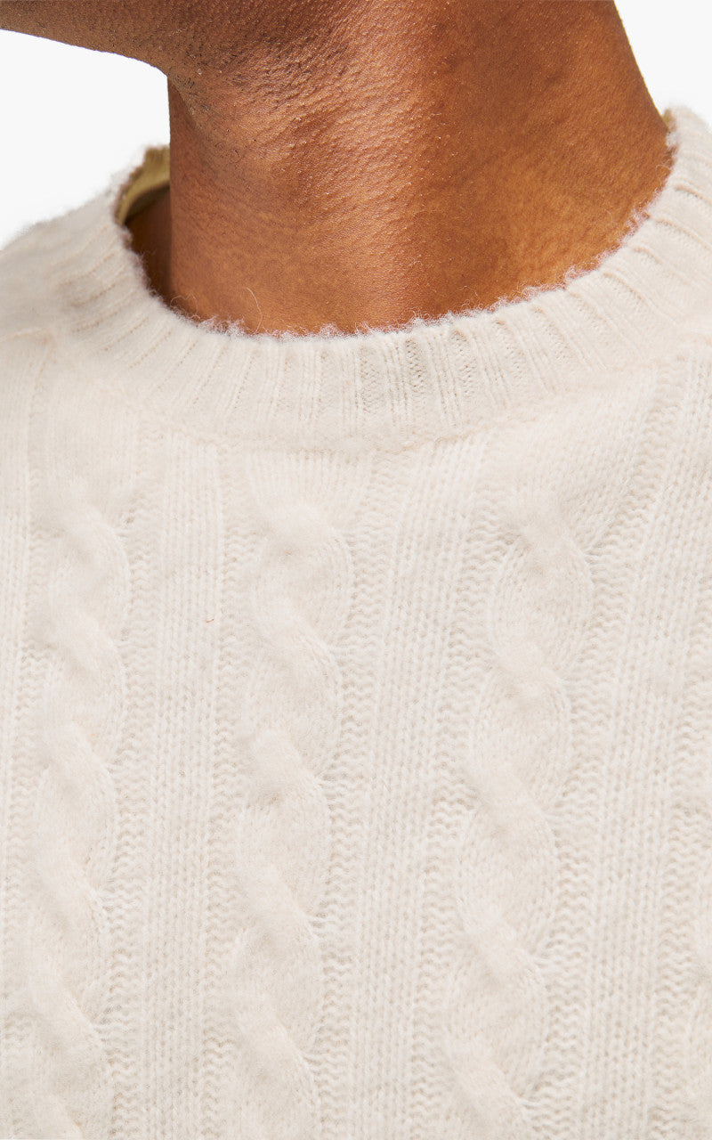 Beams Plus Crew Cable Shaggy 5G Off White