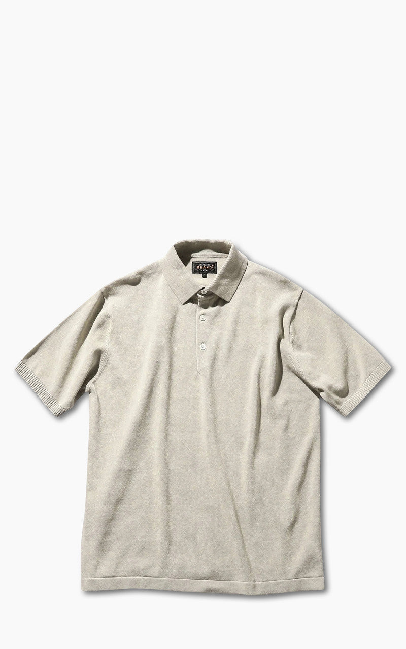 Beams Plus Cotton Knit Solid Polo Shirt Sand