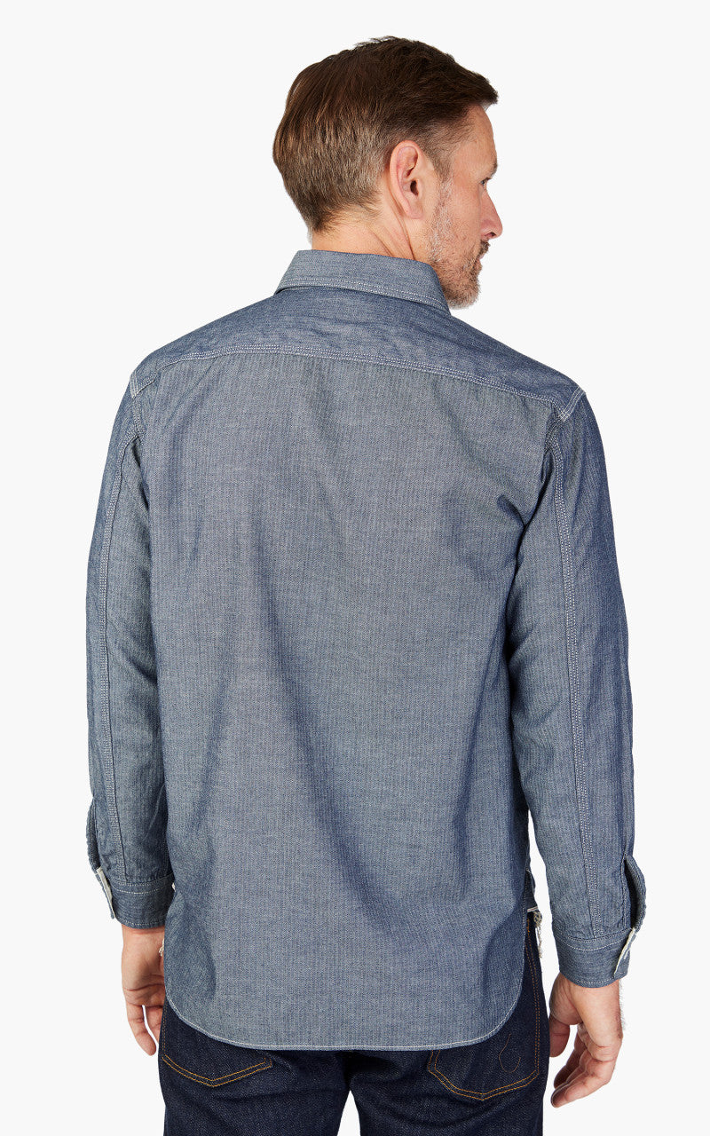 Beams Plus Work Shirt Indigo Herringbone
