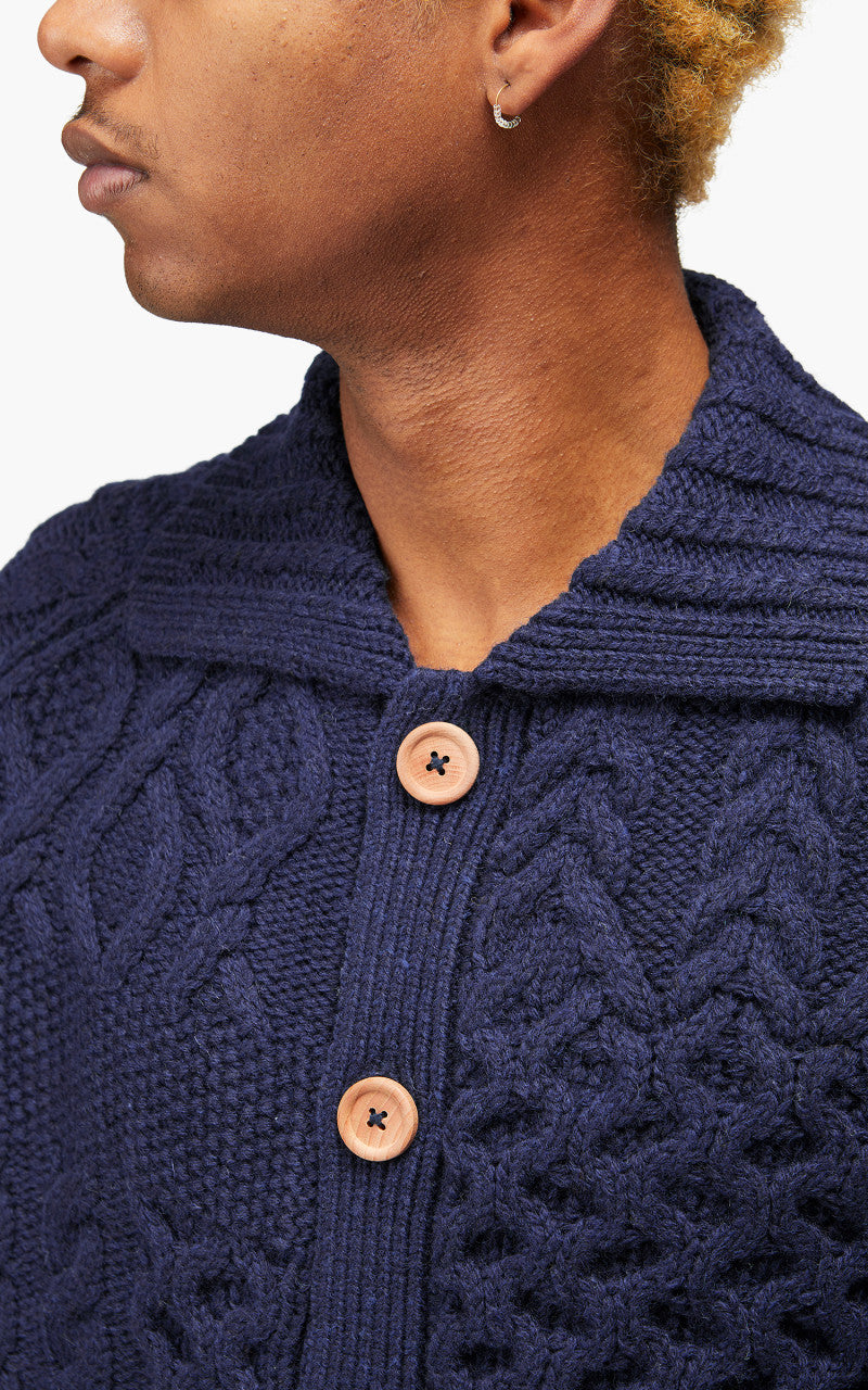 Beams Plus Cardigan Alan Patchwork Navy