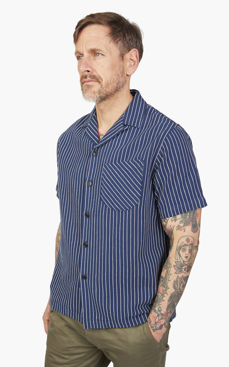 Benzak BSS-01 Holiday Shirt Navy Dobby Stripe 6.5oz
