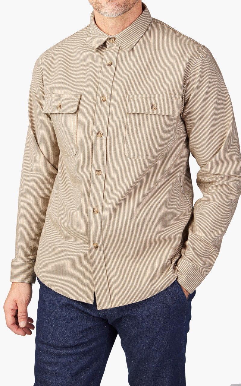 Benzak BWS-01 Work Shirt Brown Cord Stripe 6.5oz