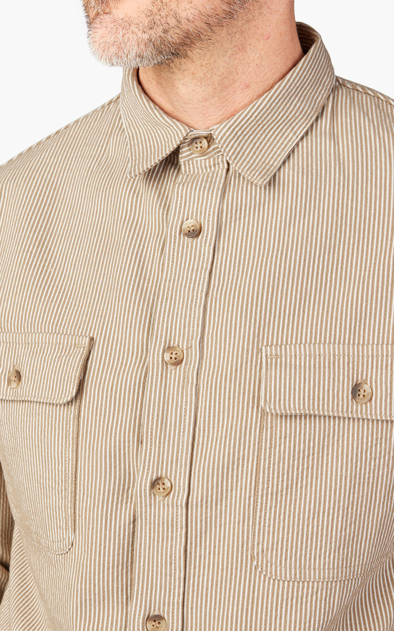 Benzak BWS-01 Work Shirt Brown Cord Stripe 6.5oz