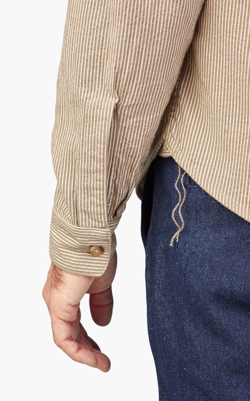 Benzak BWS-01 Work Shirt Brown Cord Stripe 6.5oz