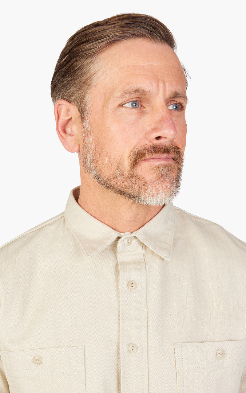 Benzak BWS-02 Utility Shirt Herringbone Ivory 8oz