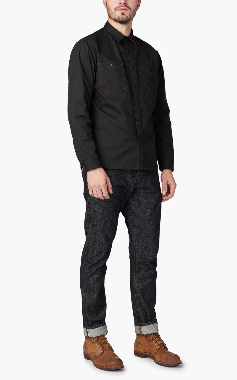 Benzak BWS-02 Utility Shirt Herringbone Black 8oz
