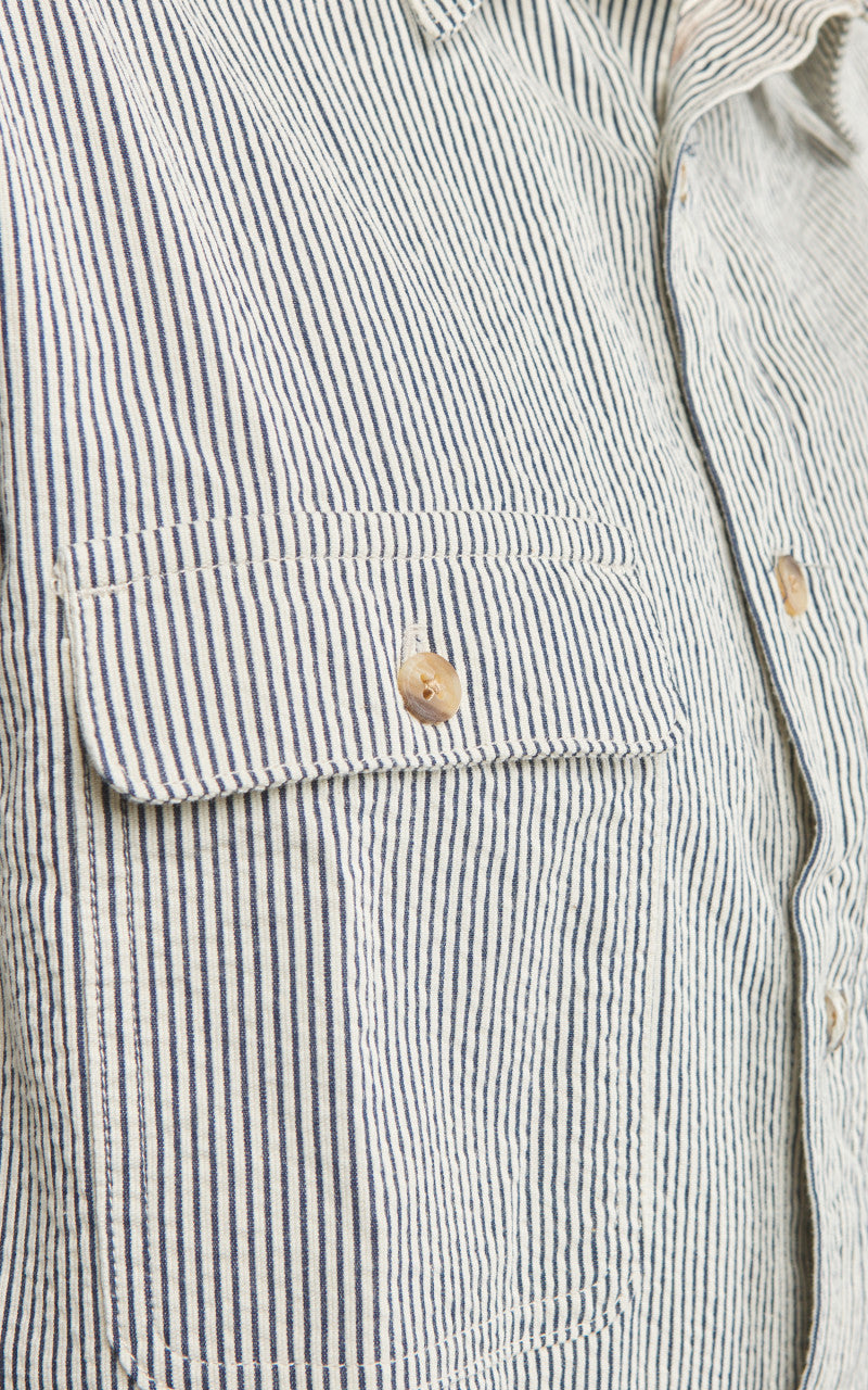Benzak BWS-01 Work Shirt 6.5oz Blue & White Cord Stripe