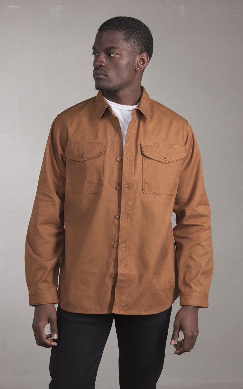 Benzak BWS-04 Scout Overshirt Duck Canvas Selvedge Brown