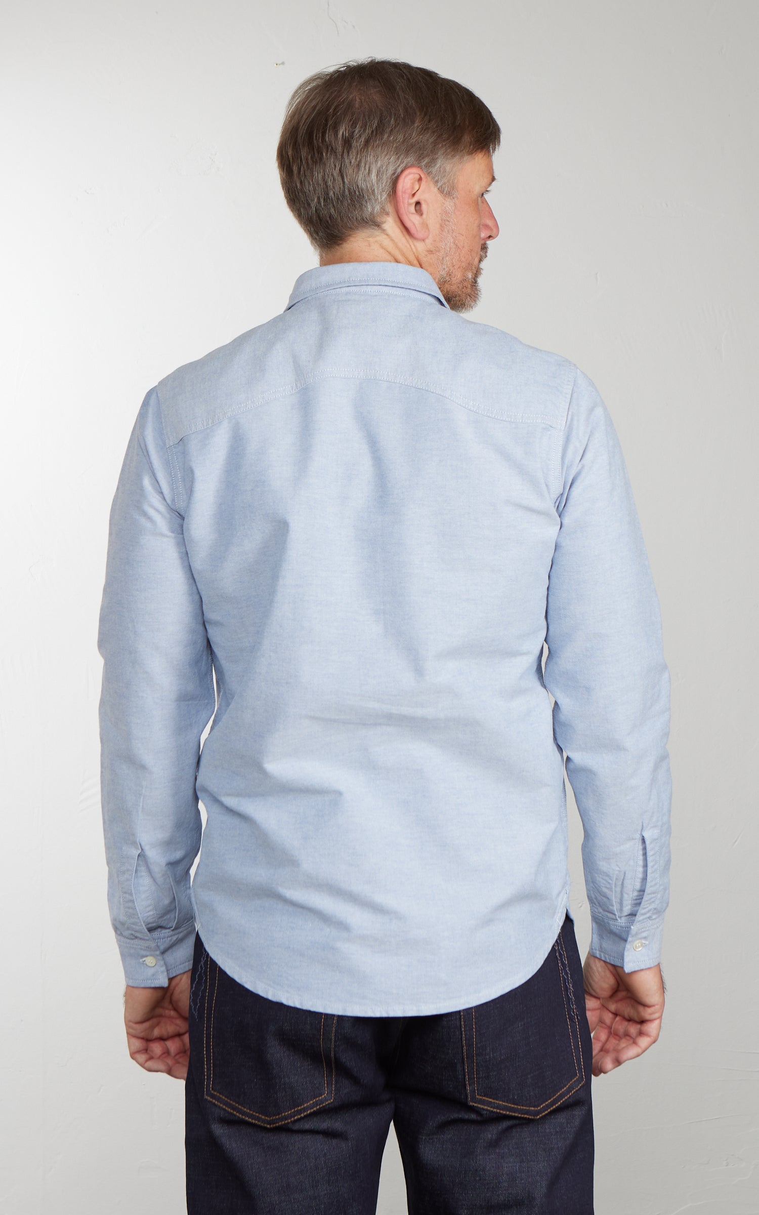 Benzak BWS-06 Worker Shirt Oxford Navy & White 6oz