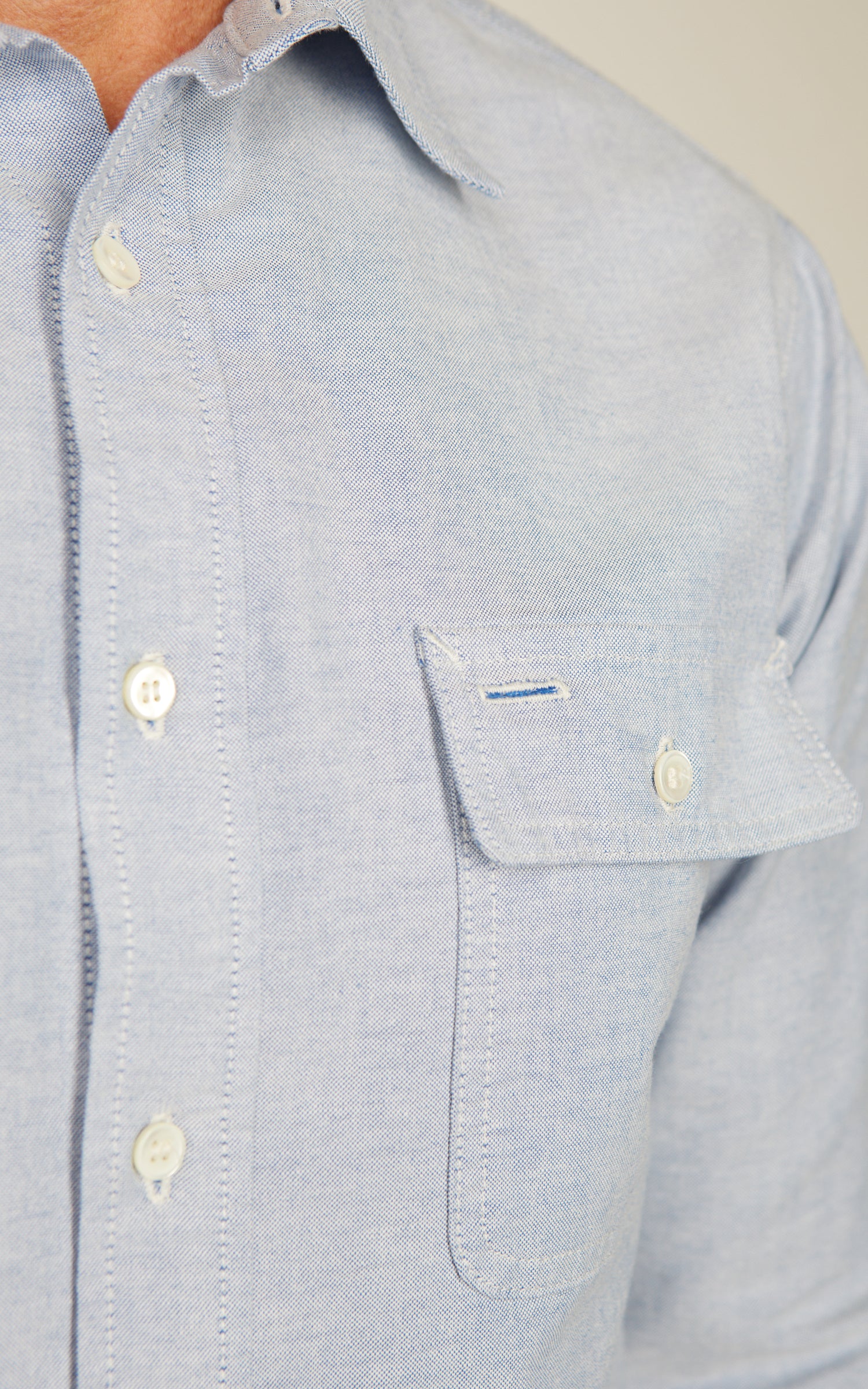 Benzak BWS-06 Worker Shirt Oxford Navy & White 6oz