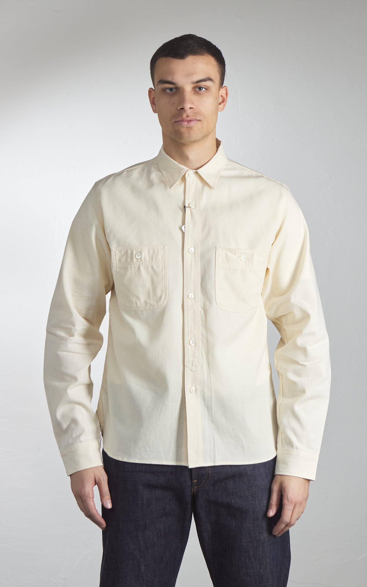 Big John Selvedge Chambray Work Shirt Natural 5oz