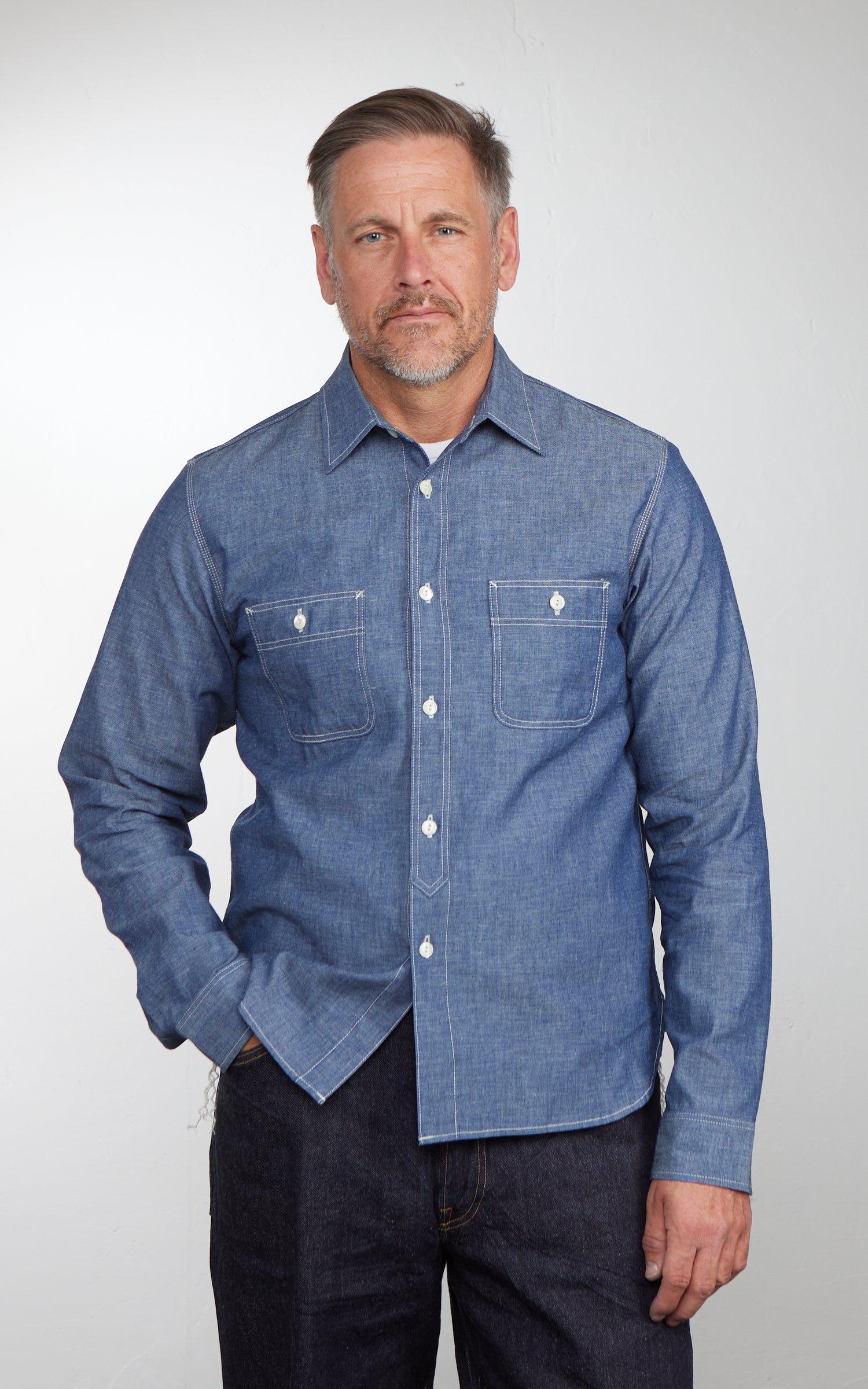 Big John Selvedge Chambray Work Shirt Indigo 5oz