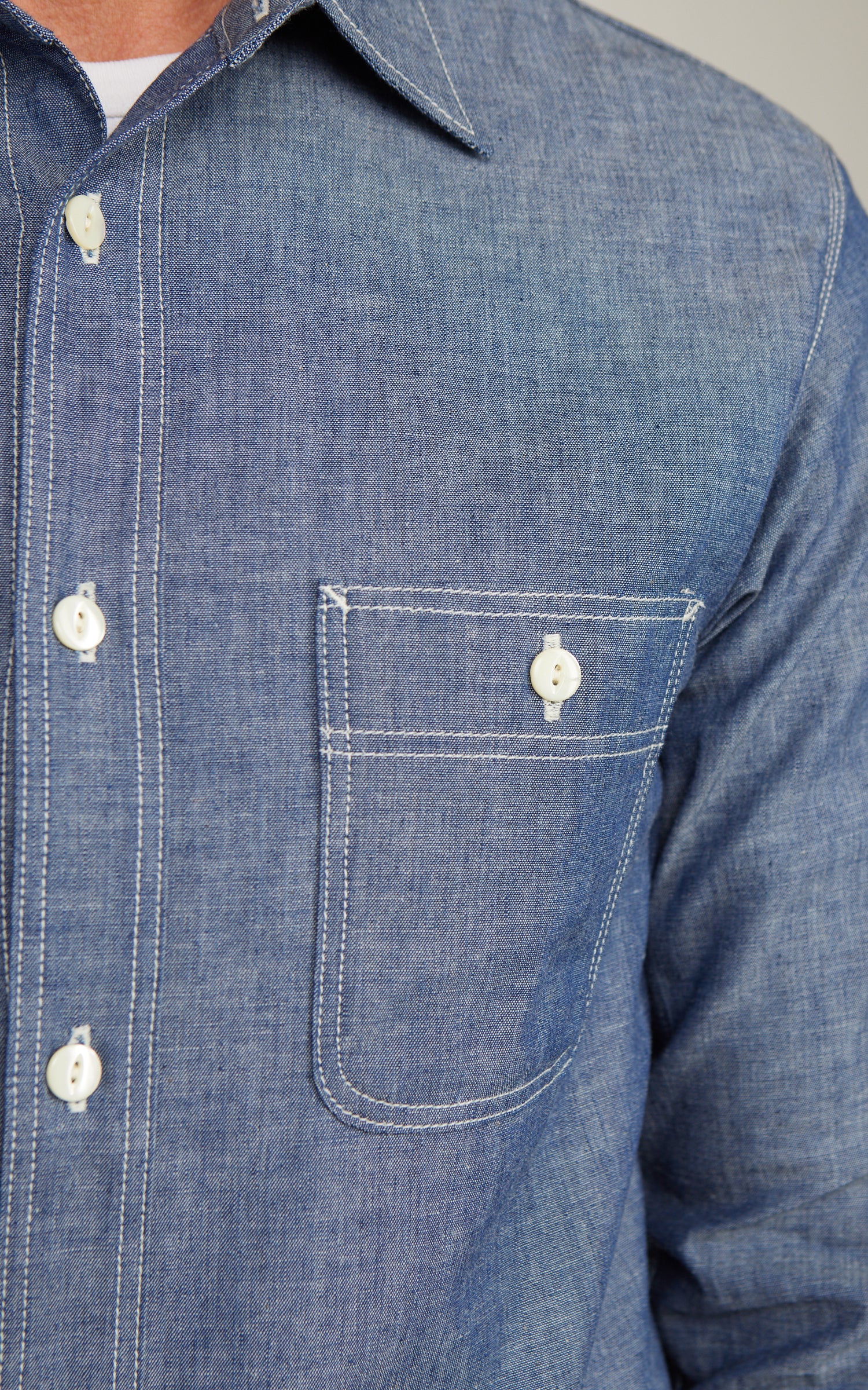 Big John Selvedge Chambray Work Shirt Indigo 5oz