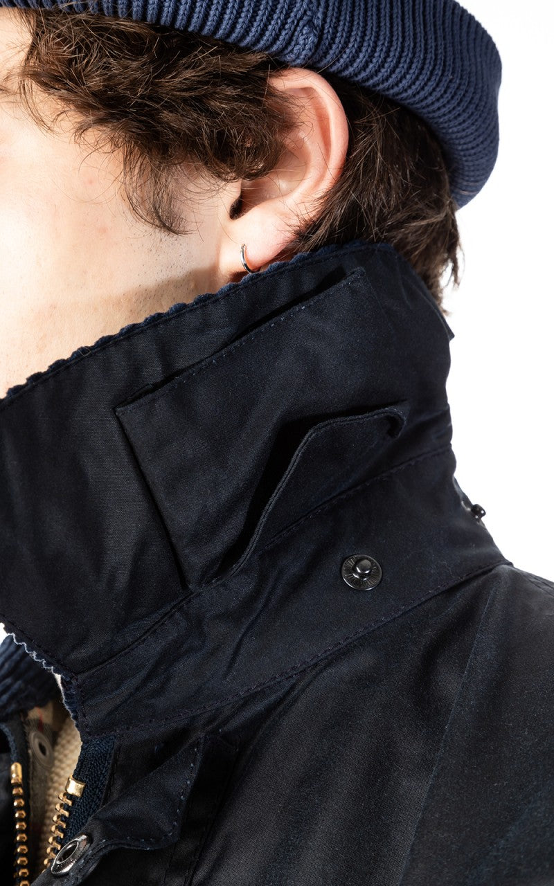 Barbour Border Wax Jacket Navy