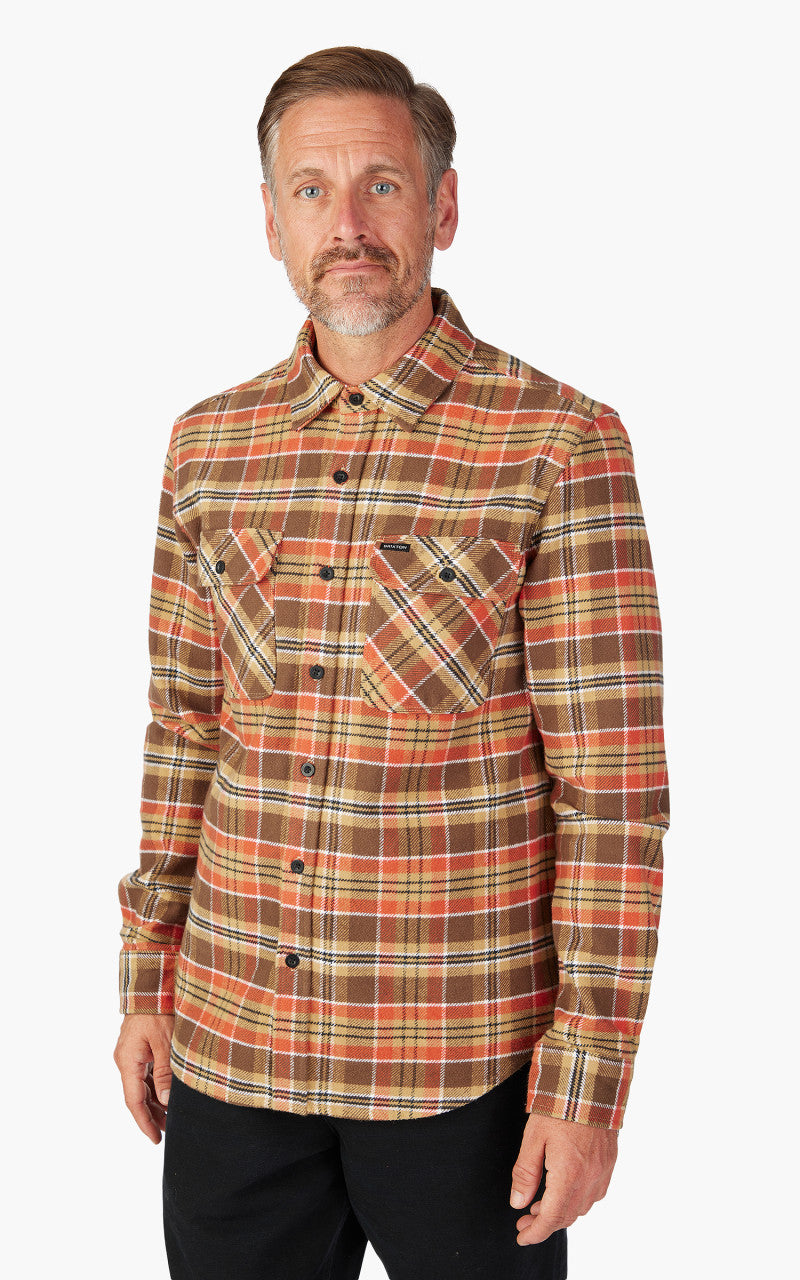 Brixton Bowery Heavy Weight L/S Flannel Desert Palm/Antelope/Burnt Red
