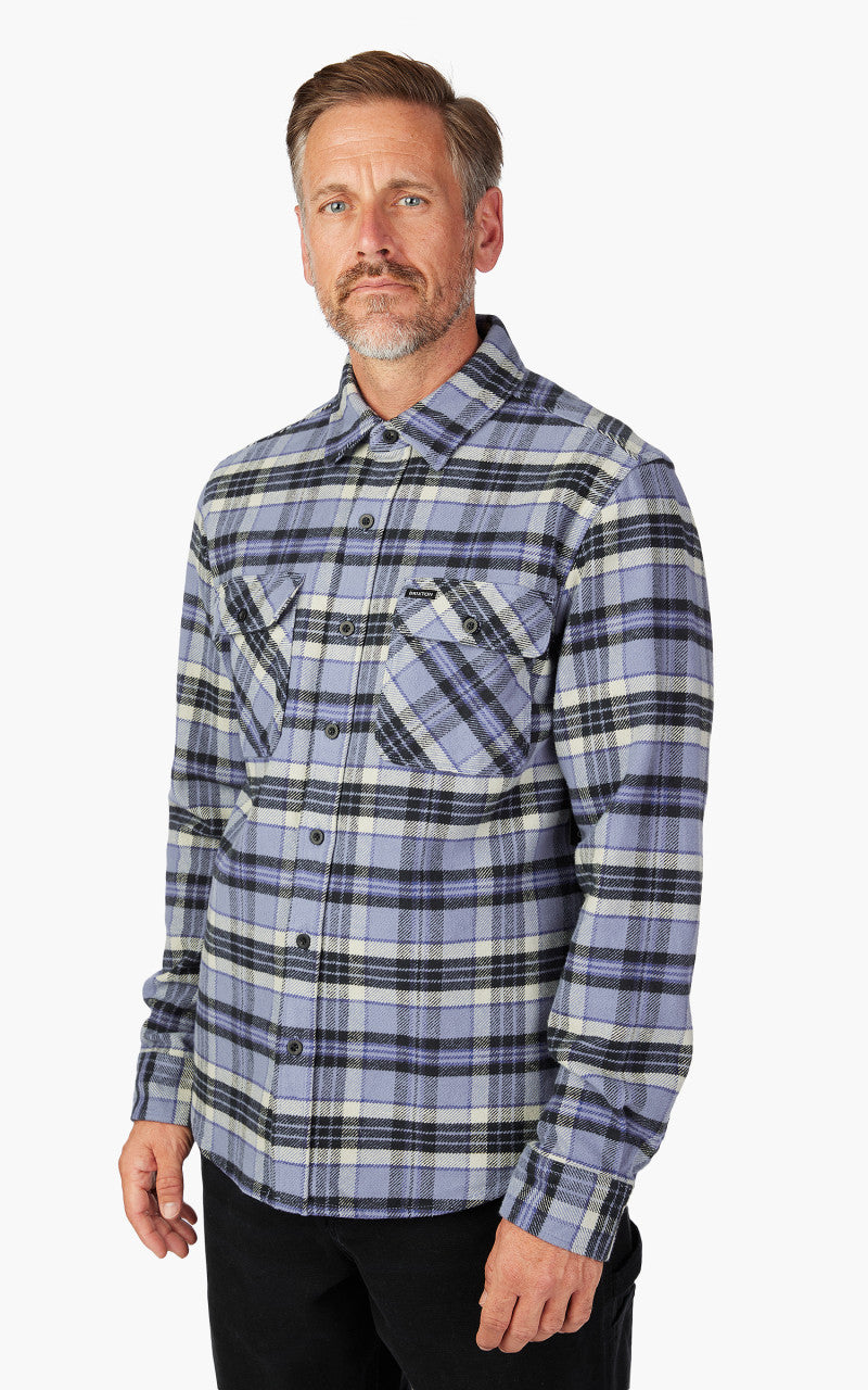 Brixton Bowery Heavy Weight L/S Flannel Flint Blue/Black/Mineral Grey