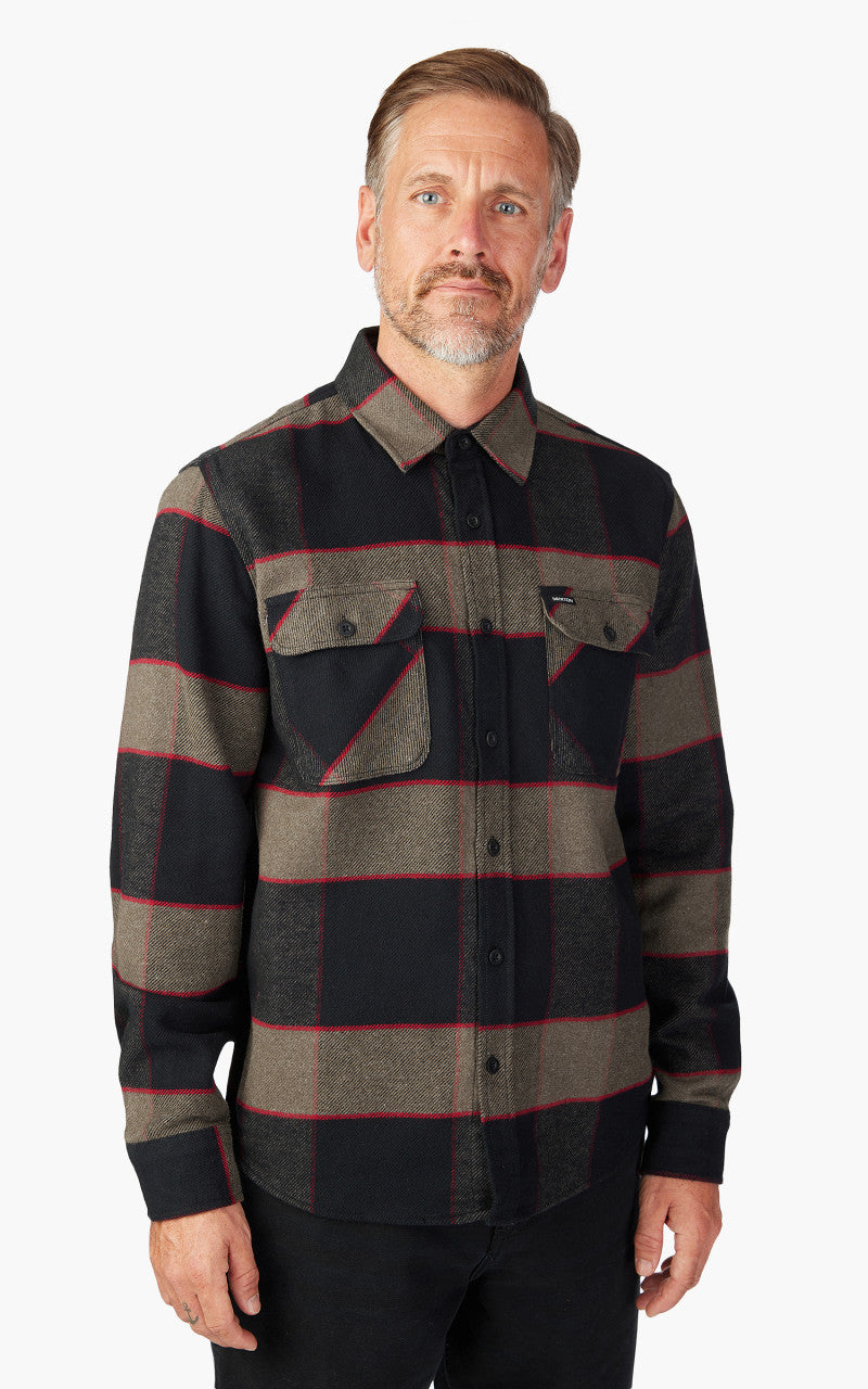 Brixton Bowery L/S Flannel Heather Grey/Charcoal