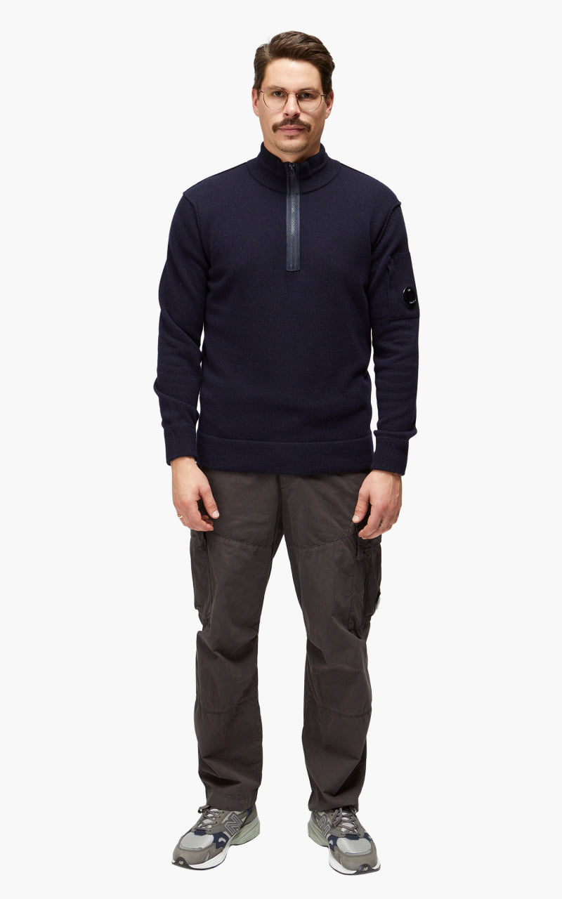 C.P. Company Knitwear Polo Collar Lambswool Total Eclipse