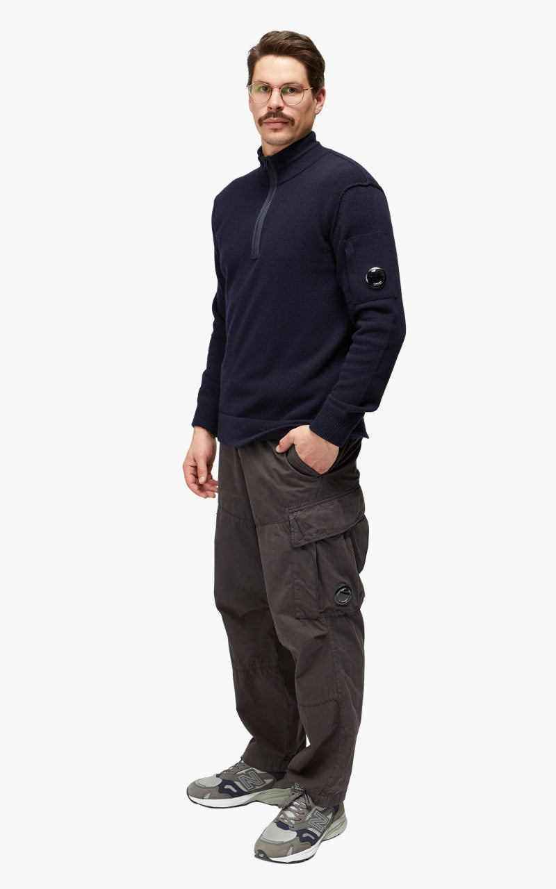 C.P. Company Knitwear Polo Collar Lambswool Total Eclipse