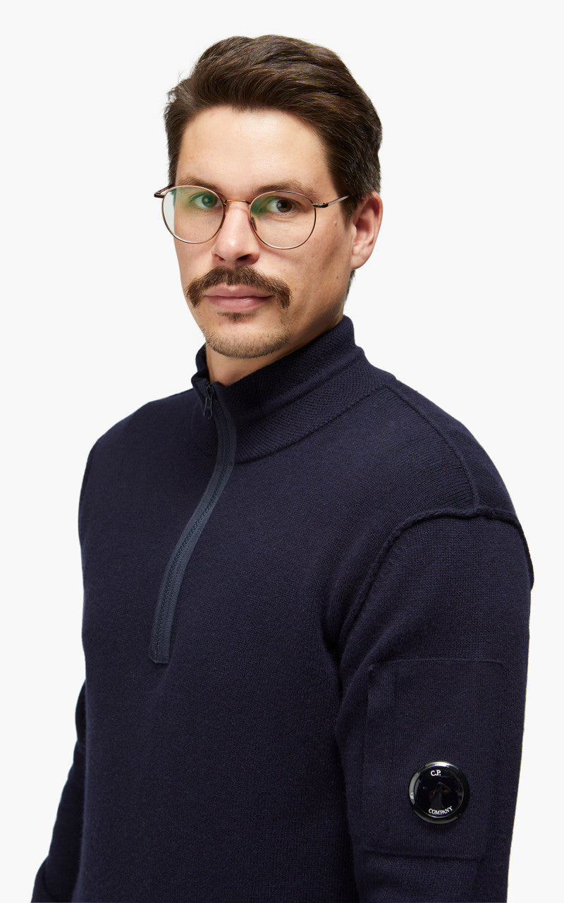 C.P. Company Knitwear Polo Collar Lambswool Total Eclipse