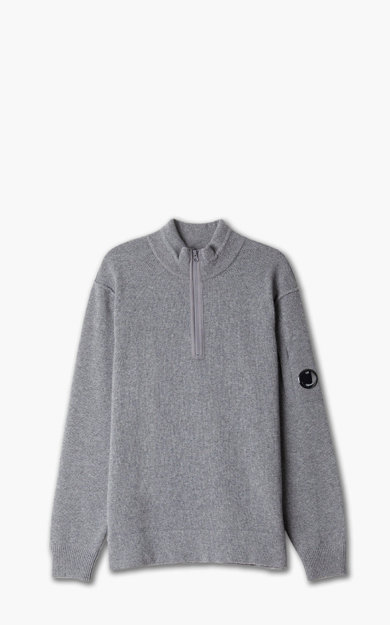 C.P. Company Knitwear Polo Collar Lambswool Tarmac Grey