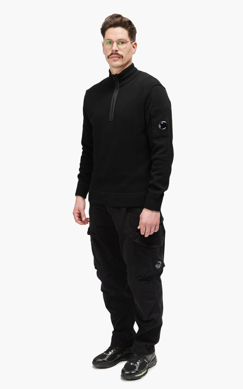C.P. Company Knitwear Polo Collar Lambswool Black