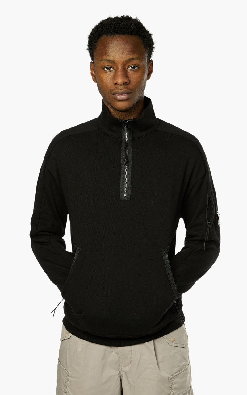 C.P. Company Diagonal Raised Fleece Half Zip Jumper Black