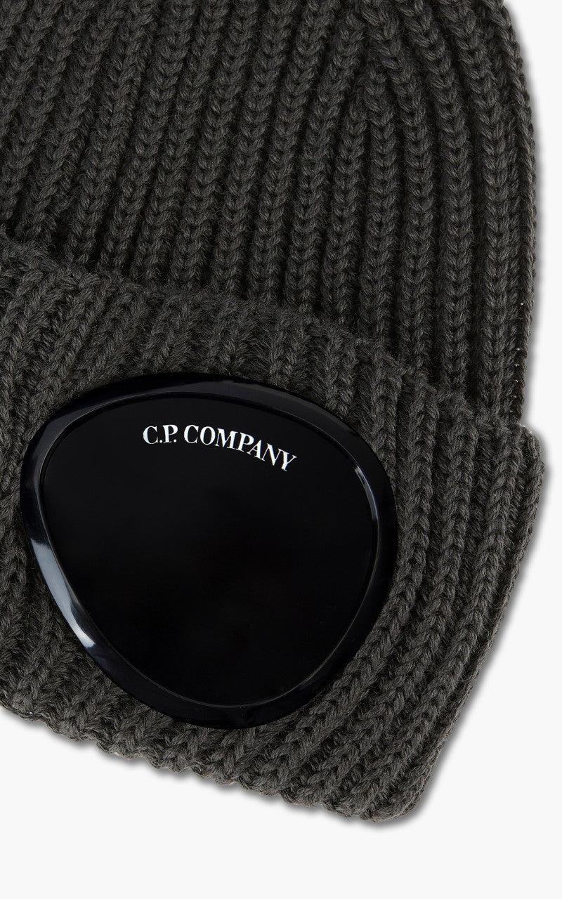 C.P. Company Extra Fine Merino Wool Goggle Beanie Forged Iron