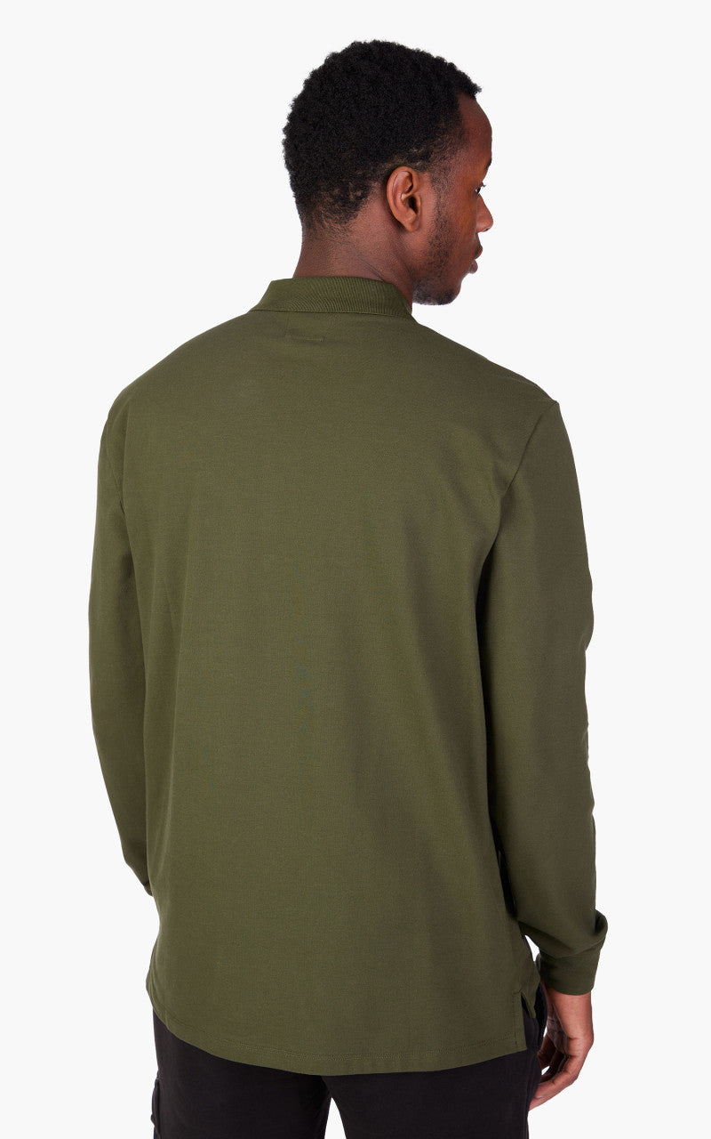 C.P. Company Stretch Piquet Long Sleeved Polo Shirt Ivy Green
