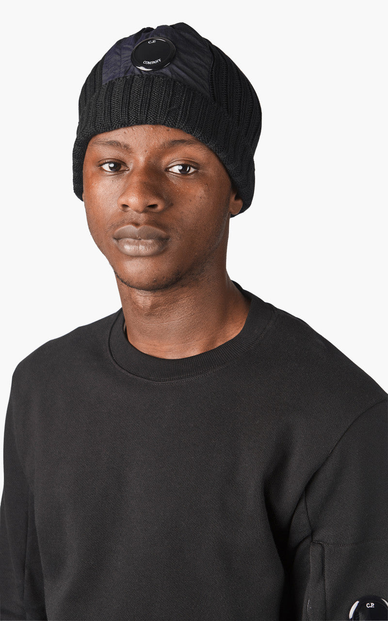 C.P. Company Knit Cap Extra Fine Merino Wool Total Eclipse