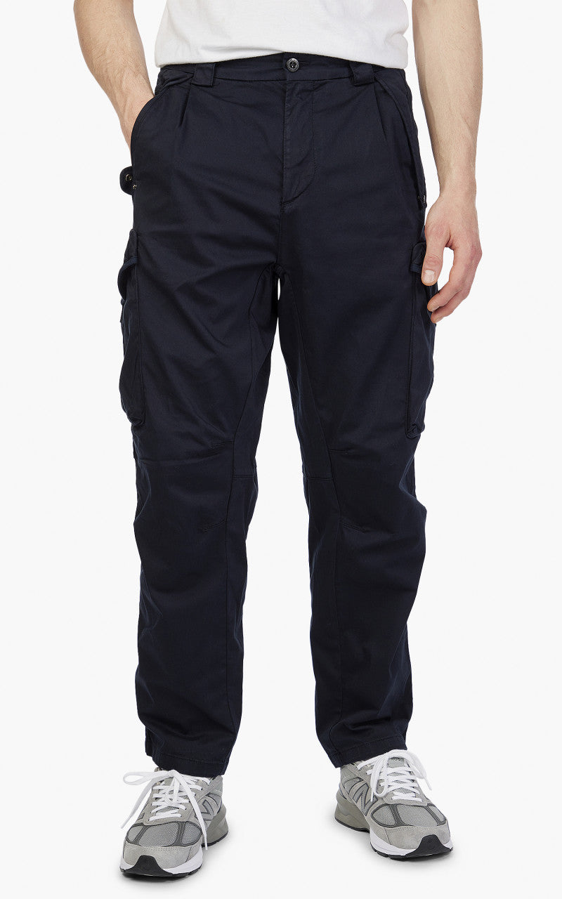 C.P. Company Stretch Sateen Loose Fit Cargo Pants Total Eclipse
