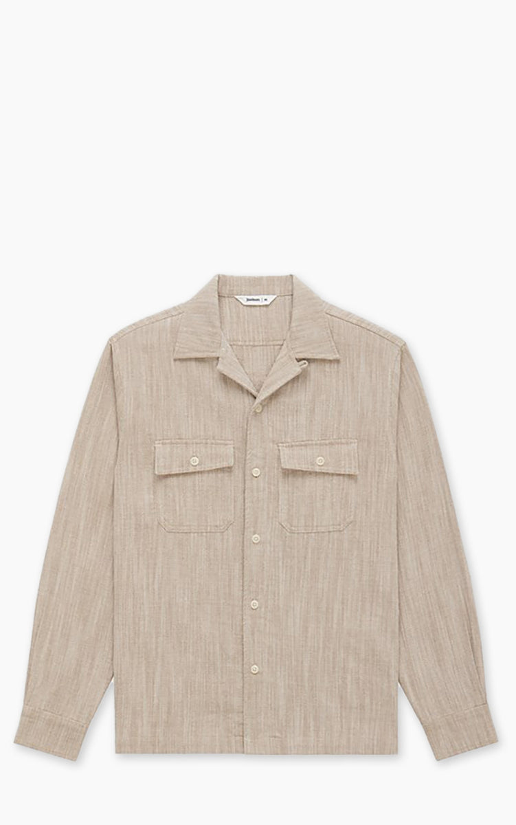 Ecentric Slim Fit Hemp Casual Shirt | Beige Half Sleeve Shirt For Men