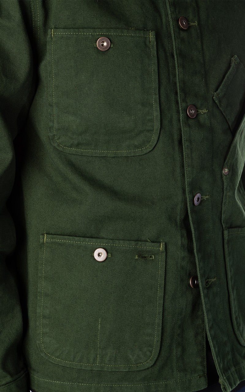 Tellason Coverall Jacket Garment Dyed Denim Dark Green