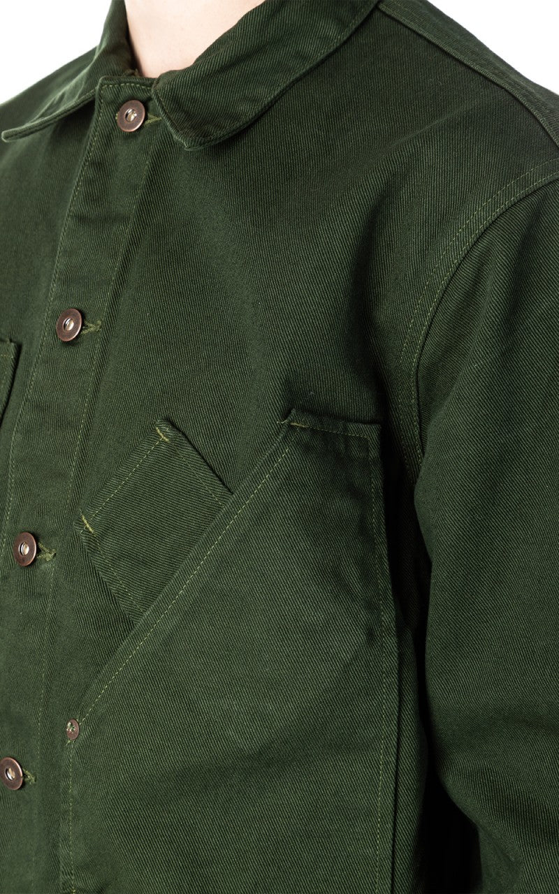 Tellason Coverall Jacket Garment Dyed Denim Dark Green