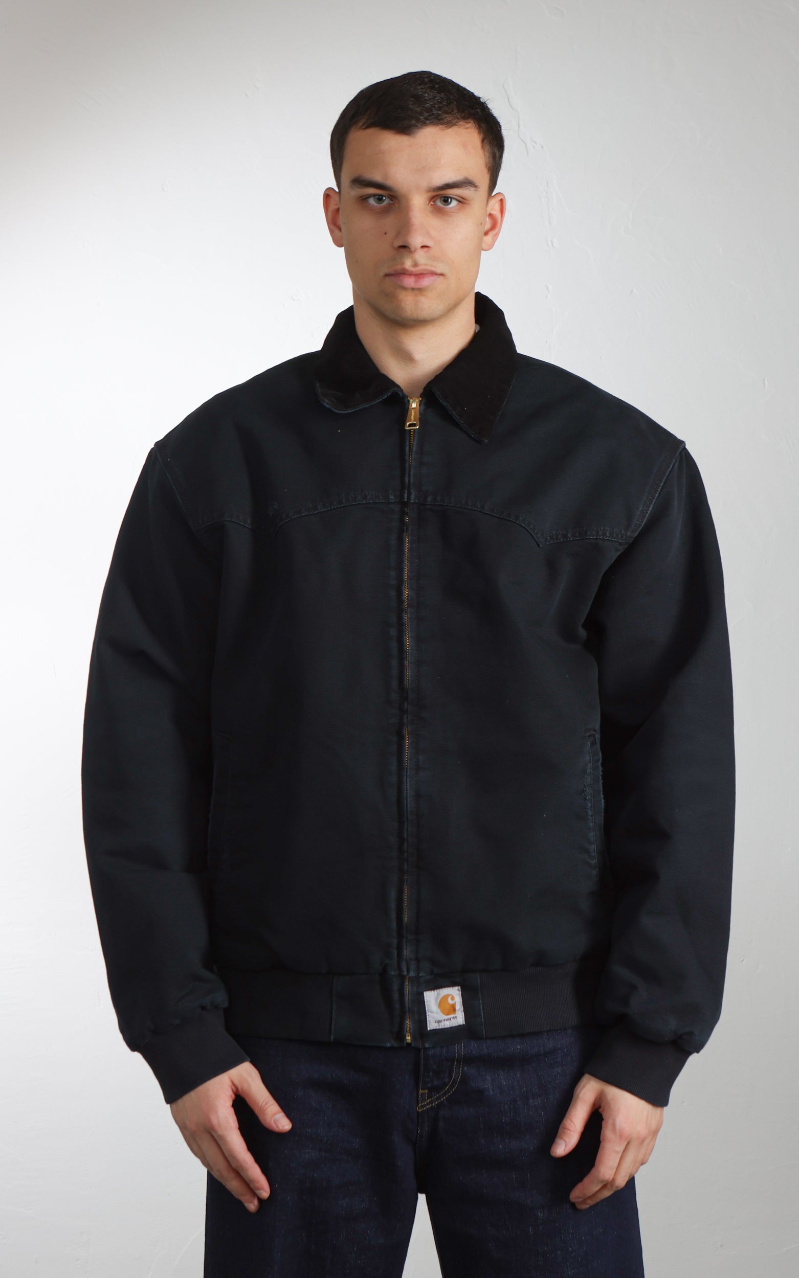 Carhartt WIP OG Santa Fe Jacket Dearborn Canvas Grind Washed Black/Black