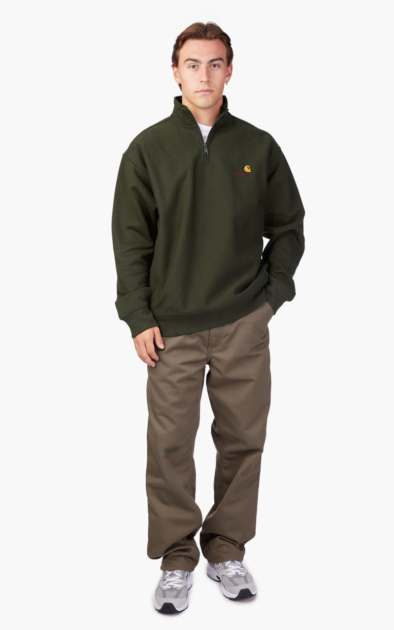 Carhartt WIP Half Zip American Script Sweatshirt Plant