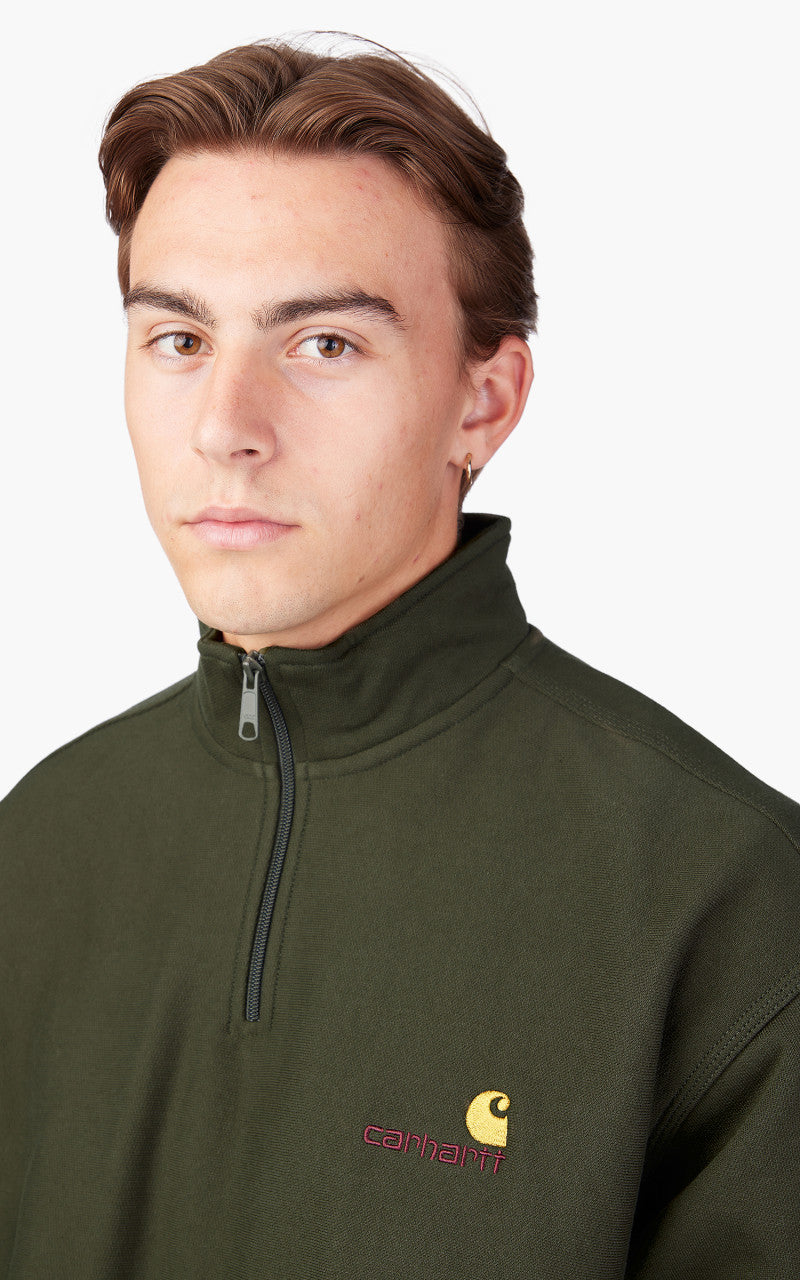 Carhartt WIP Half Zip American Script Sweatshirt Plant