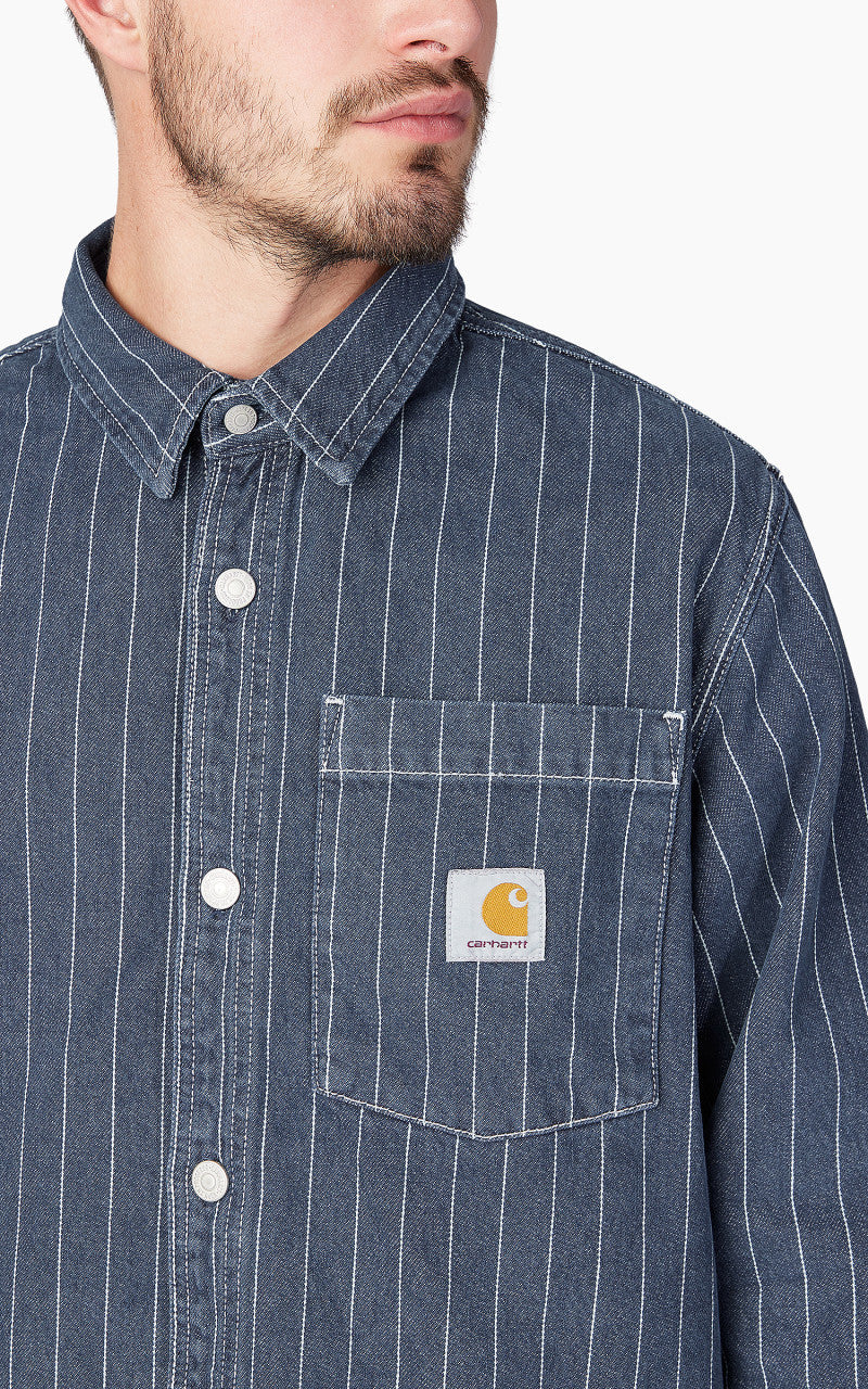 Carhartt WIP Orlean Shirt Jac Orlean Stripe Blue/White Stone