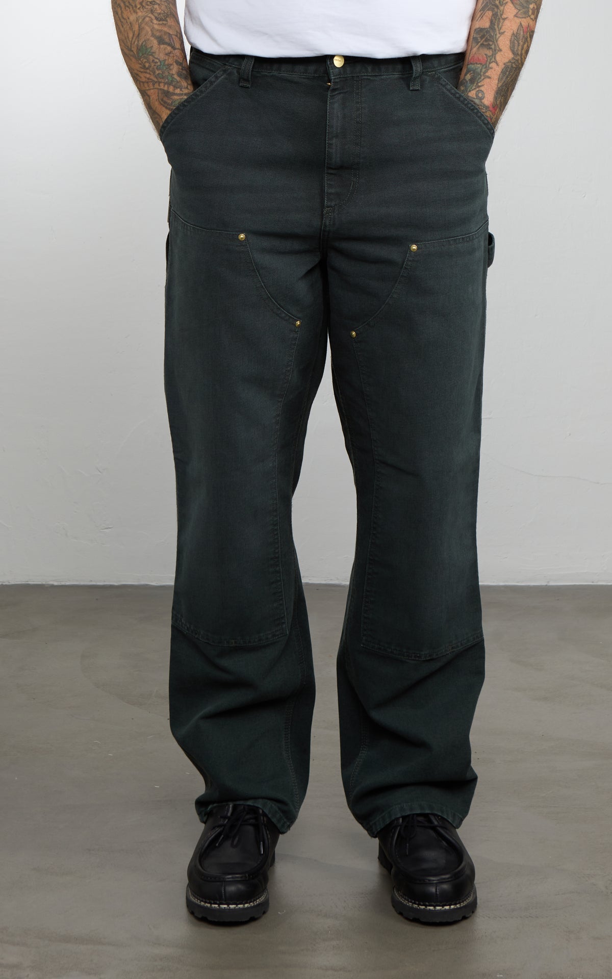 Carhartt WIP Double Knee Pant Dearborn Canvas Stone Canvas Raven