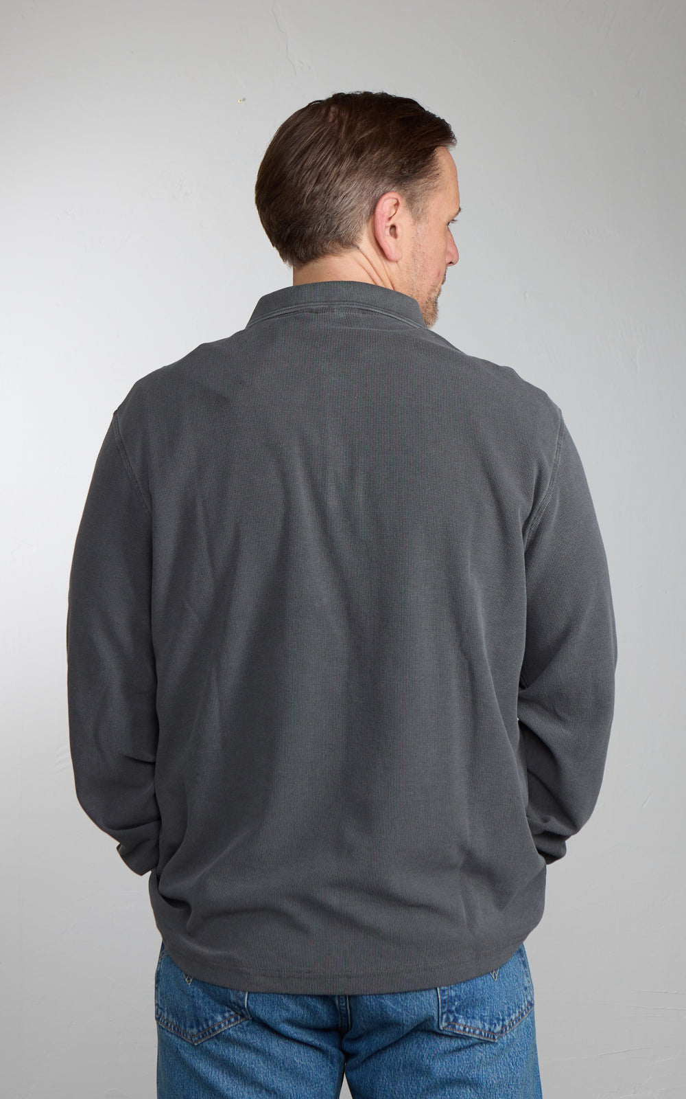 Carhartt WIP L/S Waffle Rugby Shirt Garment Dyed Black