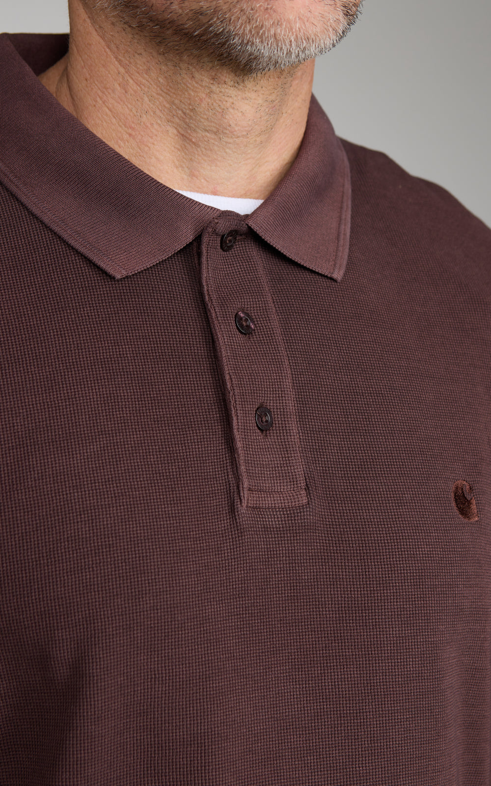 Carhartt WIP L/S Waffle Rugby Shirt Garment Dyed Palisander