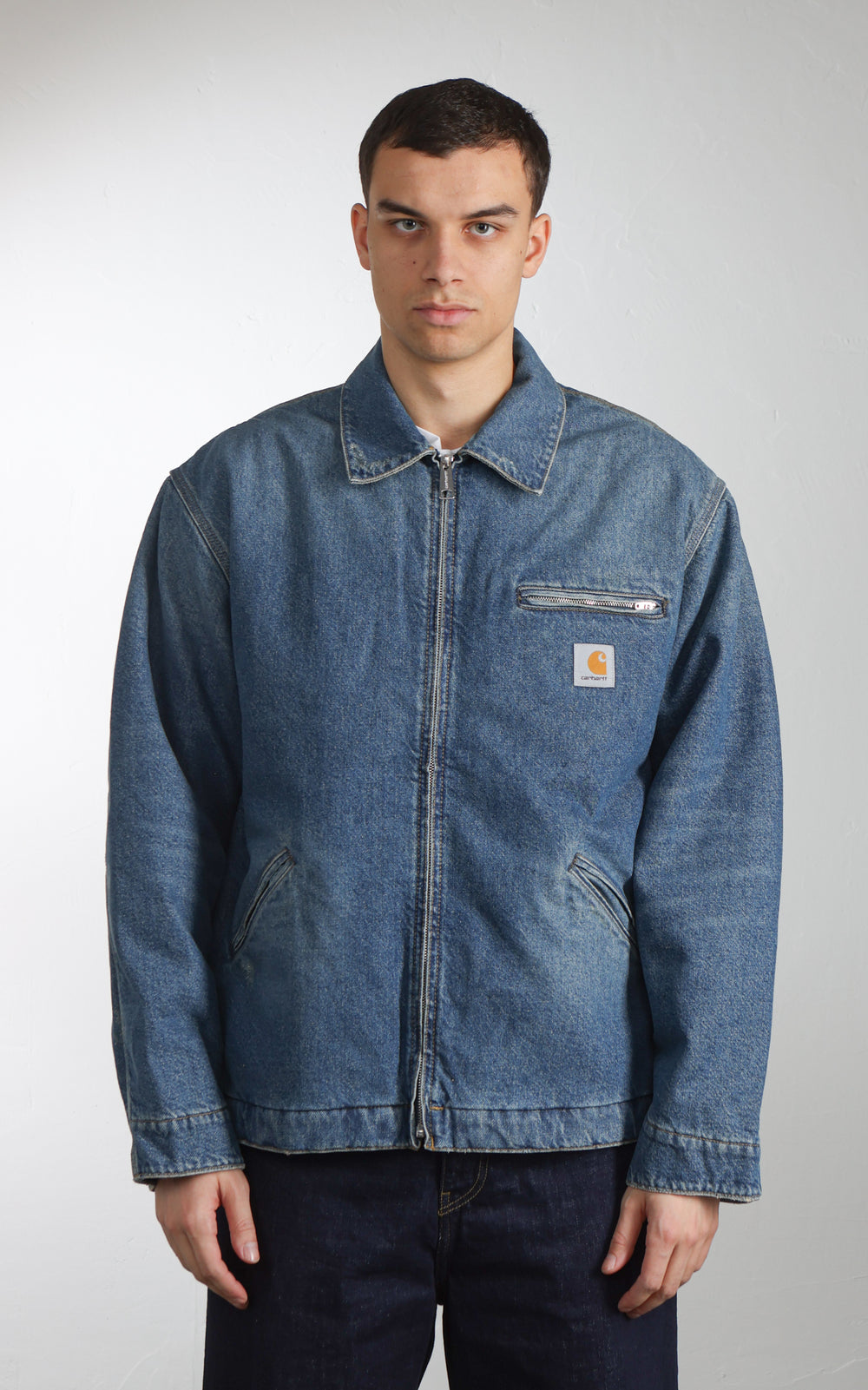 Carhartt WIP OG Detroit Jacket Bradenton Denim Grind Washed Blue