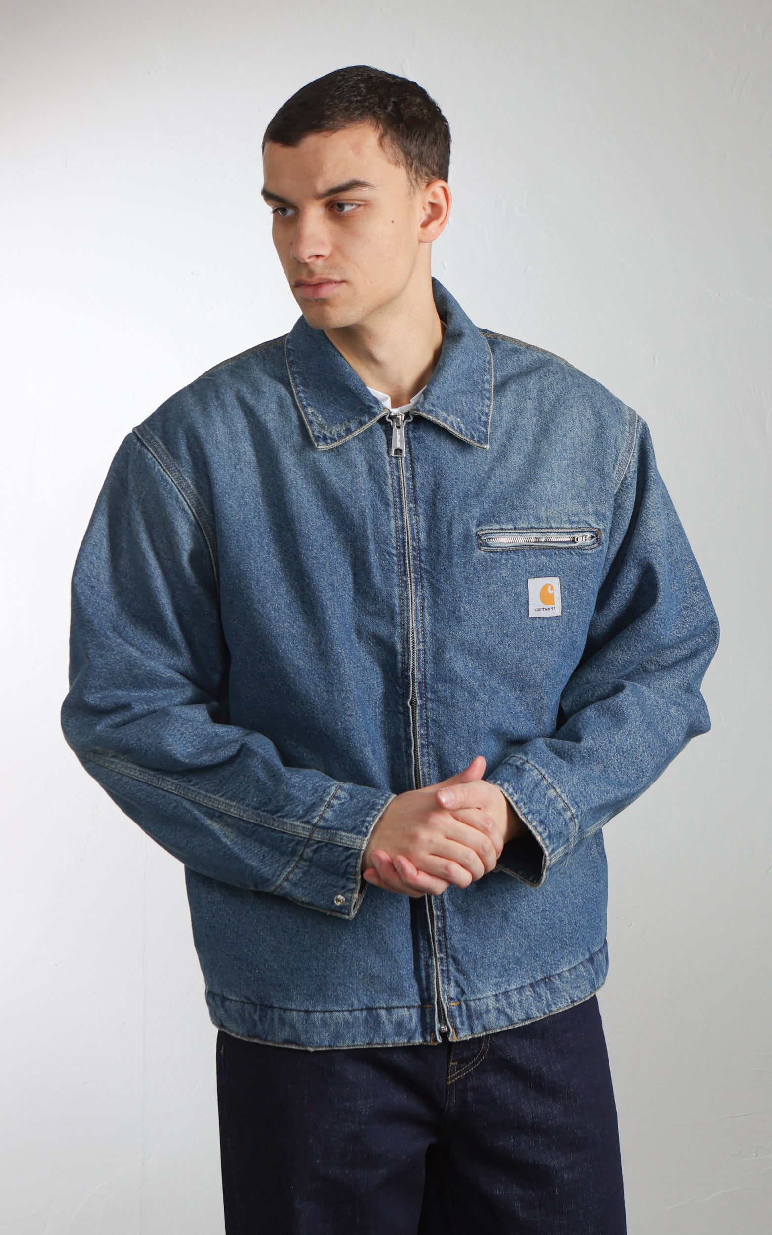 Carhartt WIP OG Detroit Jacket Bradenton Denim Grind Washed Blue