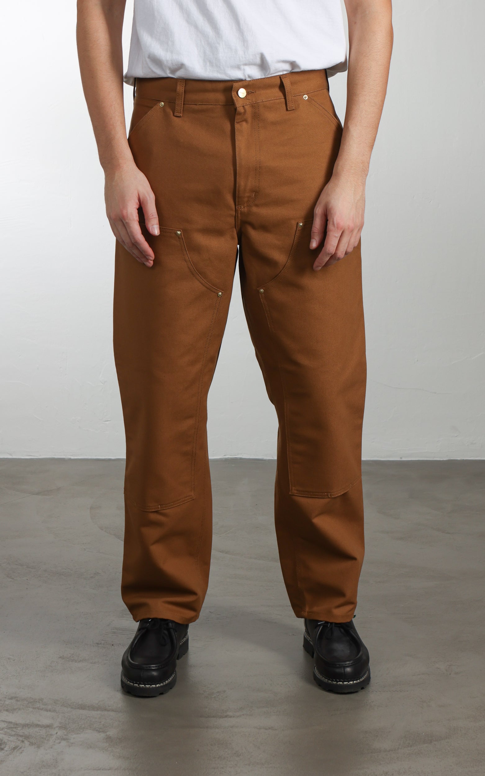 Carhartt WIP Double Knee Pant Dearborn Canvas Rigid Hamilton Brown