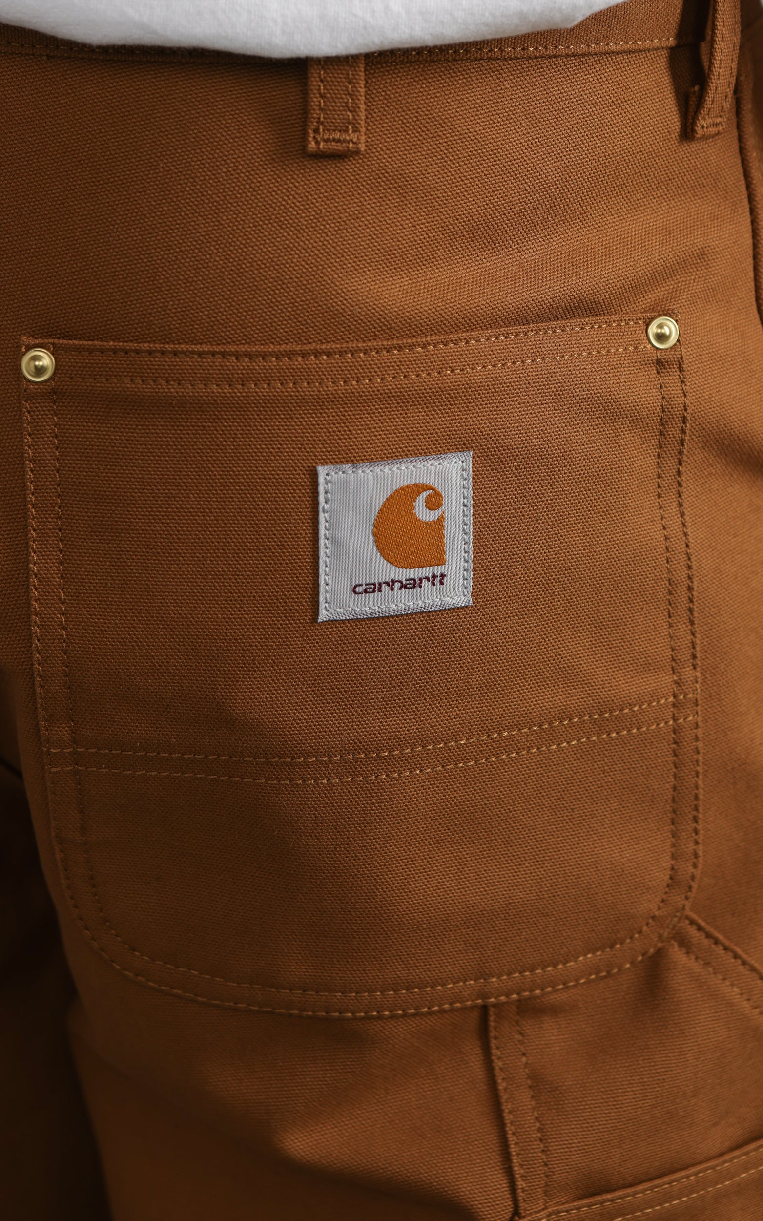 Carhartt WIP Double Knee Pant Dearborn Canvas Rigid Hamilton Brown