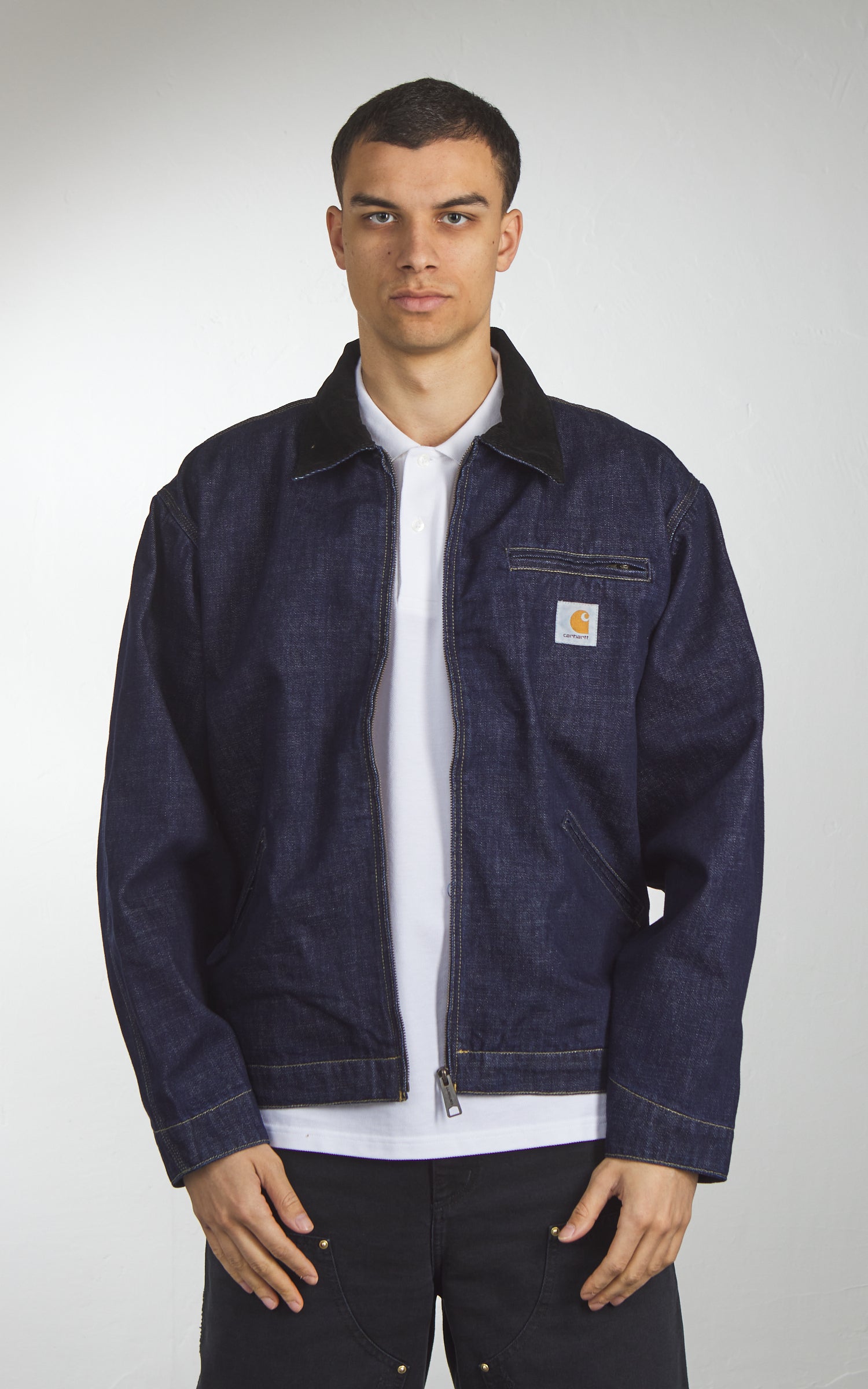 Carhartt WIP OG Detroit Jacket Camano Denim Rinsed Blue/Black