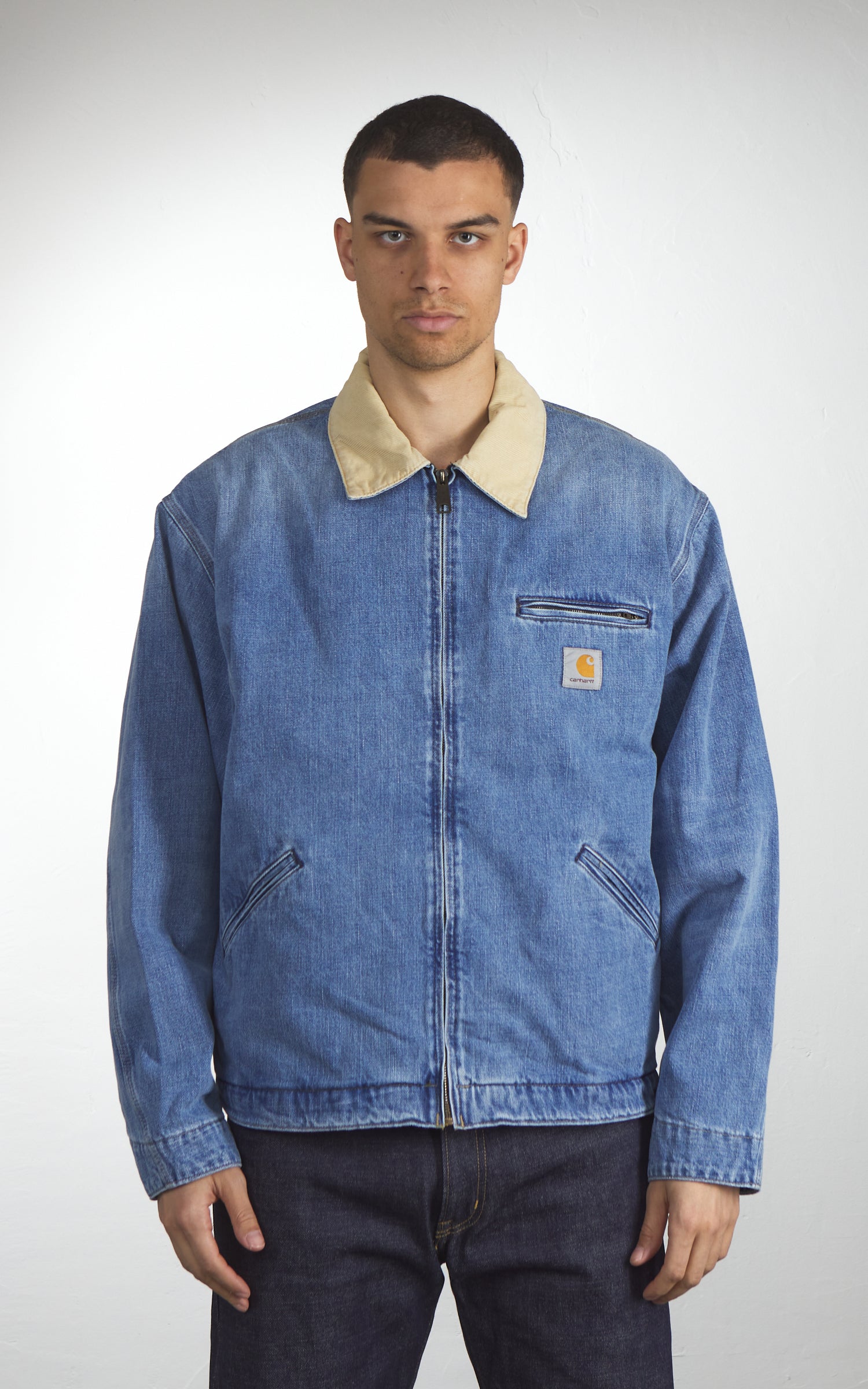 Carhartt WIP OG Detroit Jacket Camano Denim Burst Washed Blue/Dusty H Brown