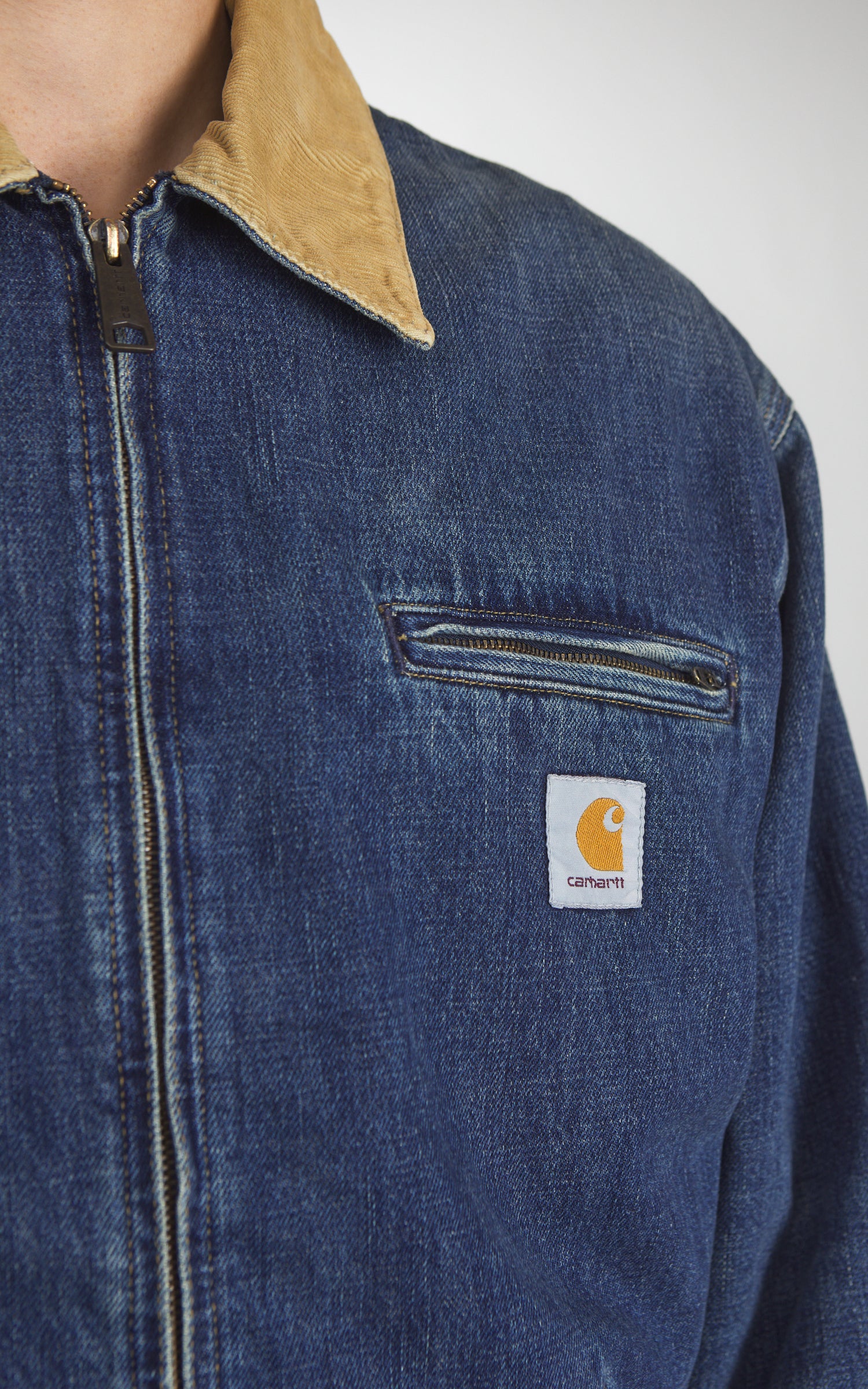 Carhartt WIP OG Detroit Jacket Camano Denim Dark Used Wash Blue/Dusty H Brown