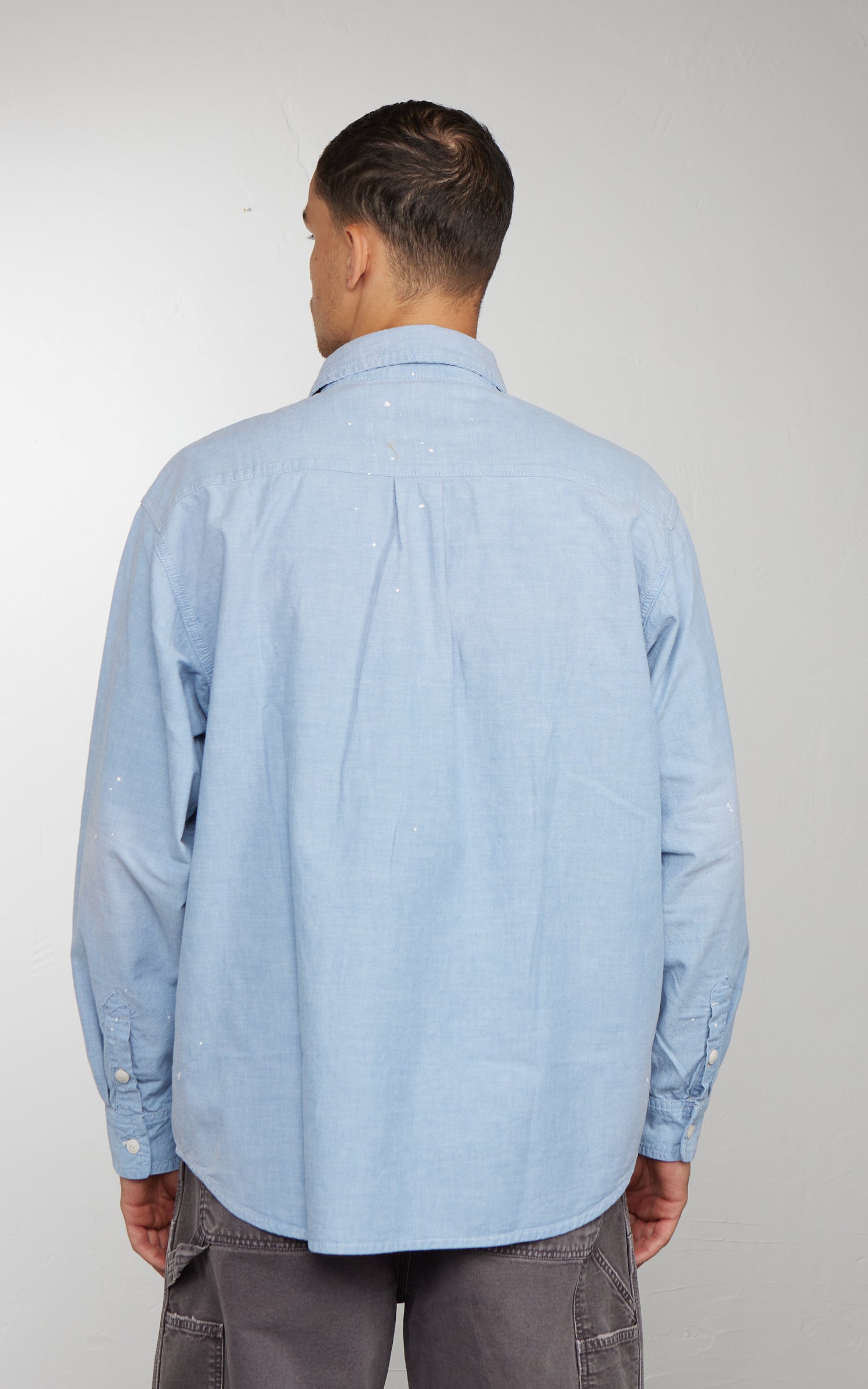 Carhartt WIP L/S Painter Shirt Winston Chambray Worn Used Splatter Blue