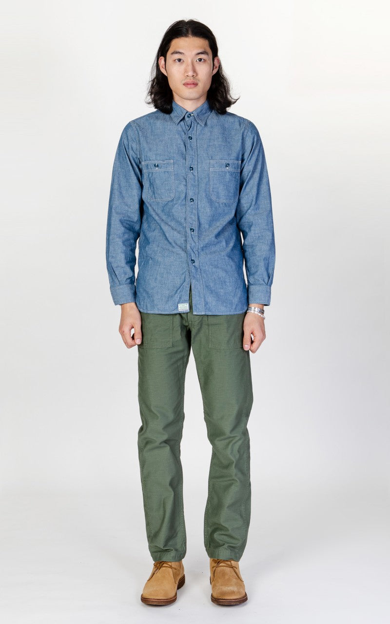 OrSlow Chambray Work Shirt Blue